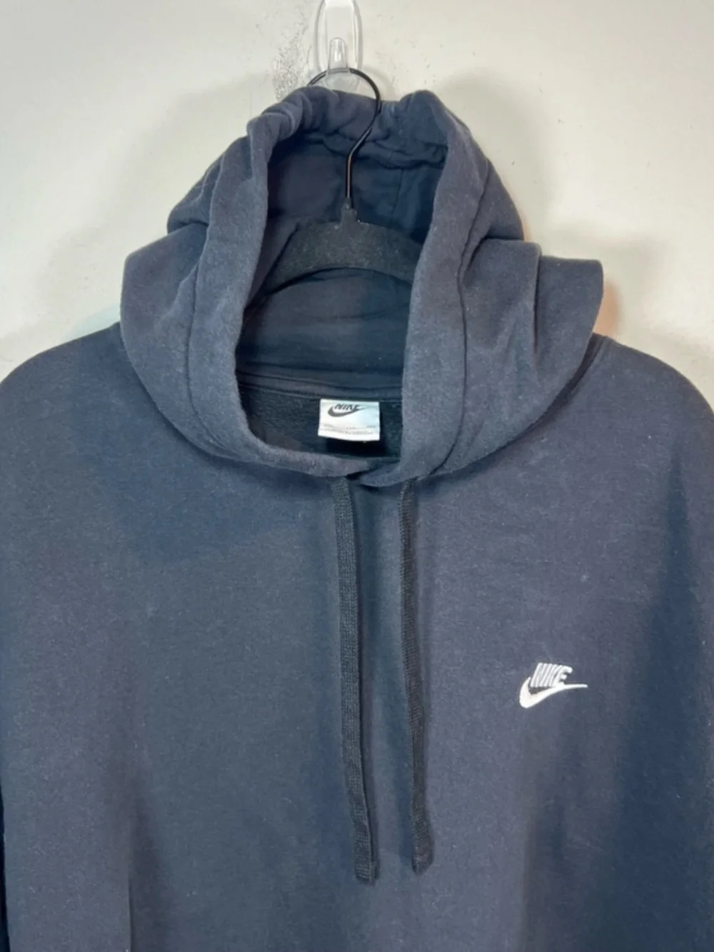 Nike Sportswear Club Pullover Hoodie Sweatshirt Black Embroidered Fleece Sz XXL